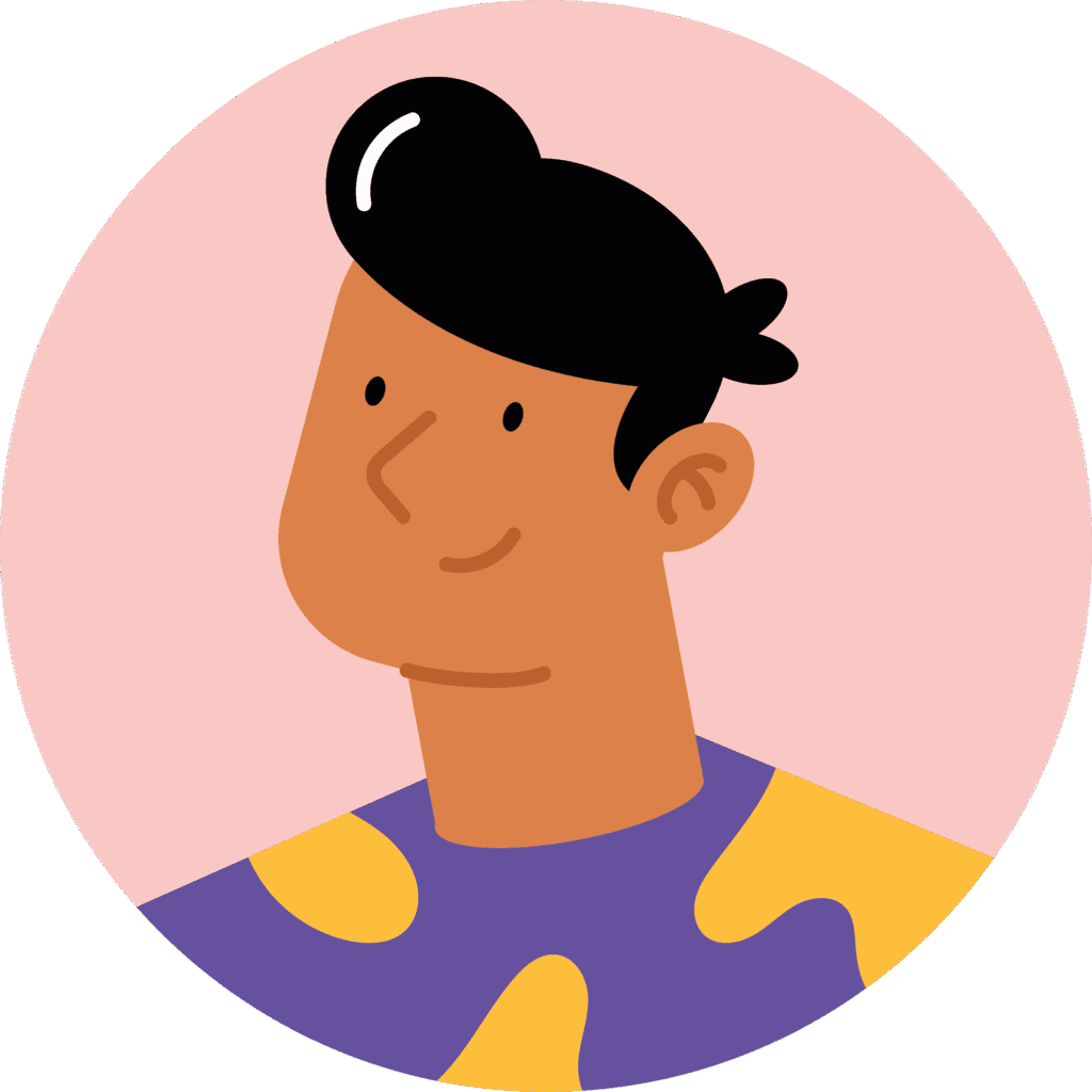 Ilustrație portret persoană zâmbitoare pe fundal roz