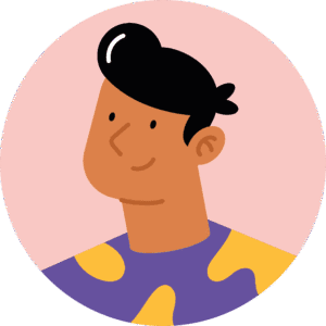 Ilustrație portret persoană zâmbitoare pe fundal roz